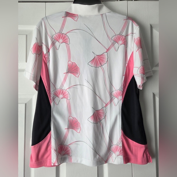 NWOT Monterey Club Polo Golf Pink and Black Floral Top Size XL - Picture 6 of 11